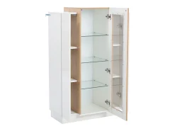Hauss Spole Vitrine branca 74x40x120cm com 3 portas, sendo 1 de acrílico, prateleiras de vidro, LED incluso Branco