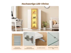 Merax Vitrine brilhante - 74 x 40 x 120 cm - com 3 portas + LEDs + prateleiras de armazenamento - Aglomerado + vidro temperado -^ Vitrina