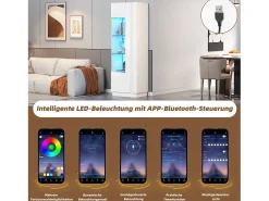 Vitrina*Merax Vitrine brilhante - 60 x 40 x 180 cm - com LEDs + 3 prateleiras de vidro - aglomerado - Branco