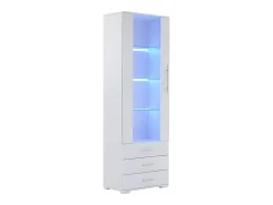 Vitrina|ModernLuxe Vitrine brilhante - com LED - 3 gavetas e prateleiras - 60x35x180 cm - MDF - Branco