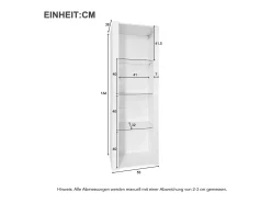 Merax Vitrine brilhante com LEDs - 55 x 38 x 166 cm - 3 prateleiras de vidro - armários altos de armazenamento - aglomerado -^ Vitrina
