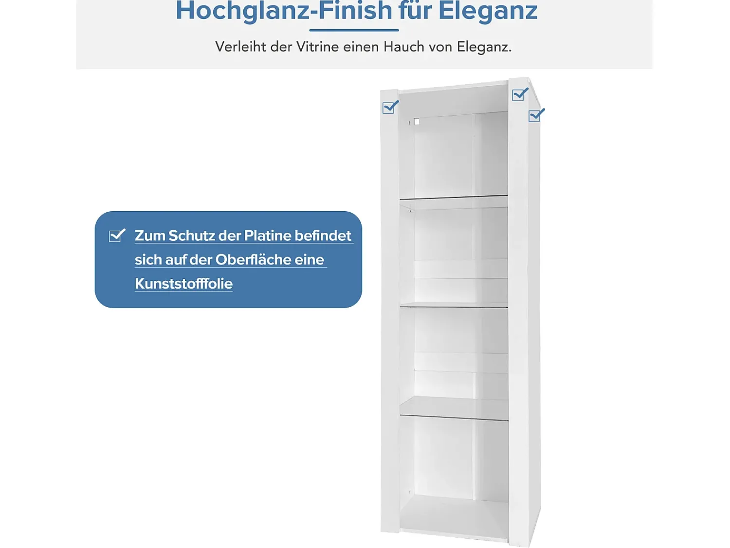 Merax Vitrine brilhante com LEDs - 55 x 38 x 166 cm - 3 prateleiras de vidro - armários altos de armazenamento - aglomerado -^ Vitrina