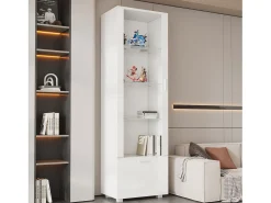 Vitrina*Merax Vitrine brilhante com portas de acrílico - 50 x 40 x 160 cm - com LEDs + 3 prateleiras - Acrílico + aglomerado - branca Branco