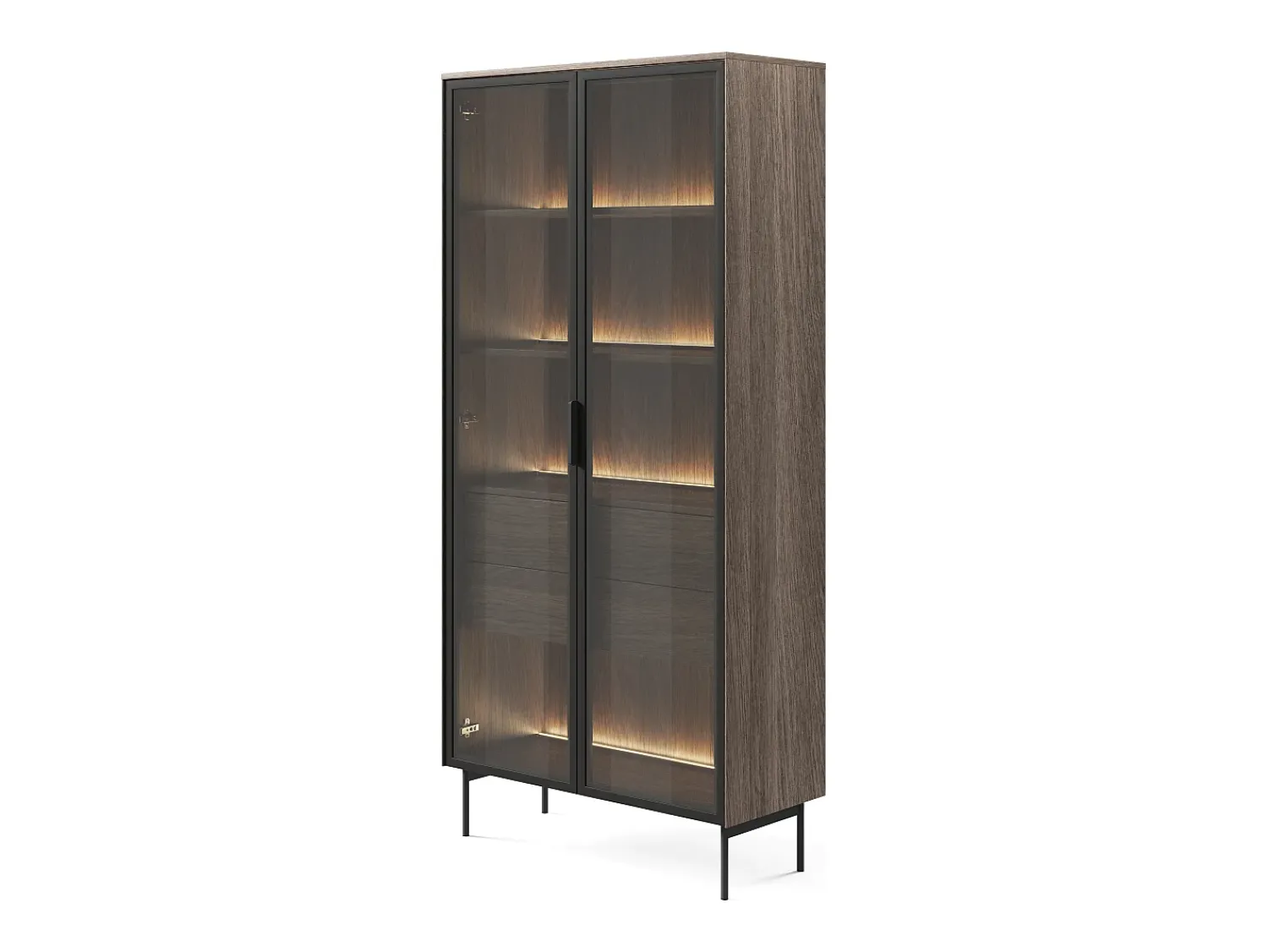 Vitrina| Vitrine, carvalho Dunin, 91,5 x 194,6 x 39,3 cm Castanho