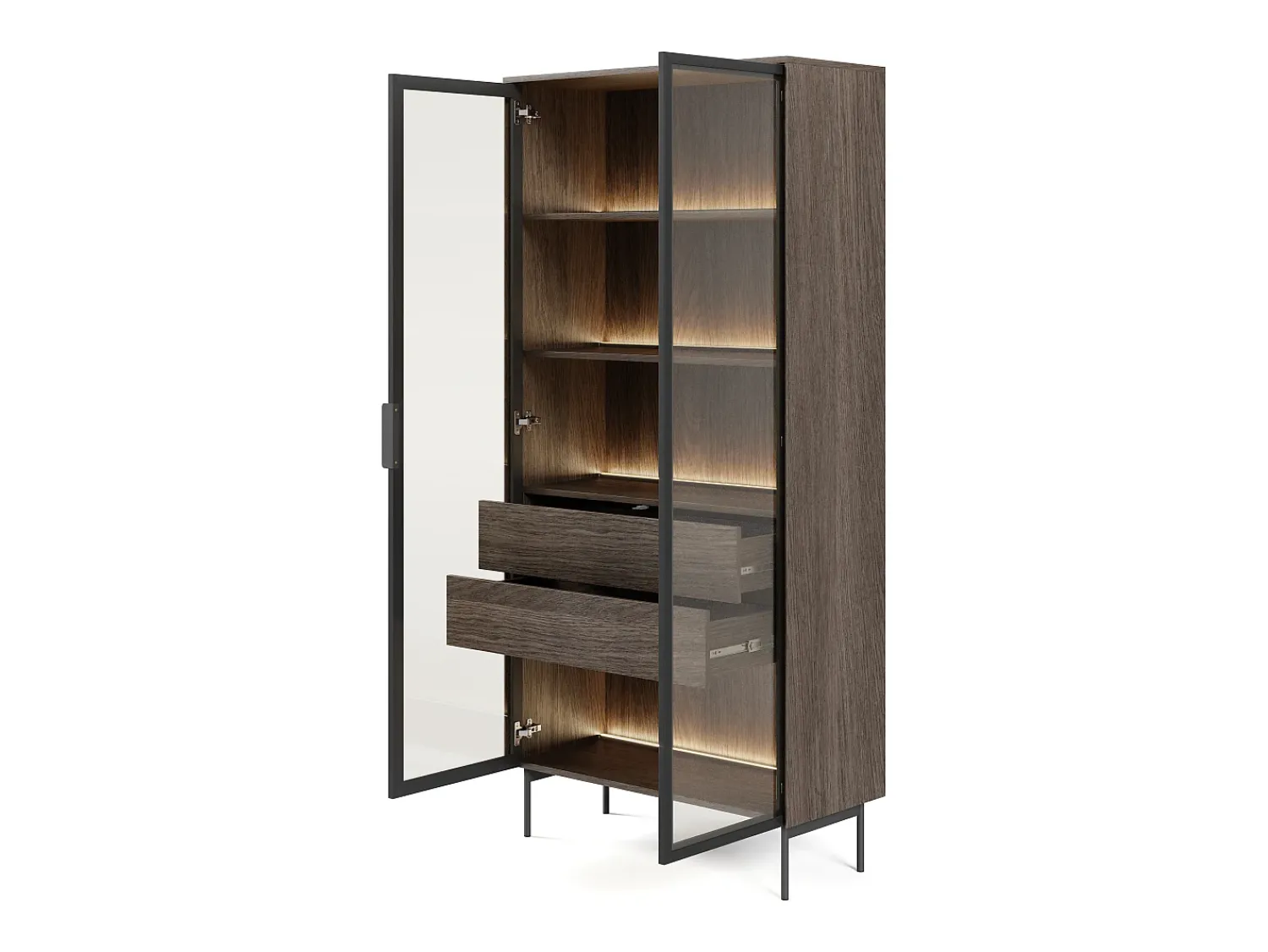 Vitrina| Vitrine, carvalho Dunin, 91,5 x 194,6 x 39,3 cm Castanho