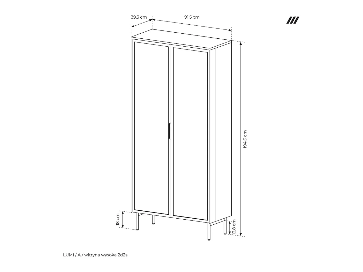 Vitrina| Vitrine, carvalho Dunin, 91,5 x 194,6 x 39,3 cm Castanho