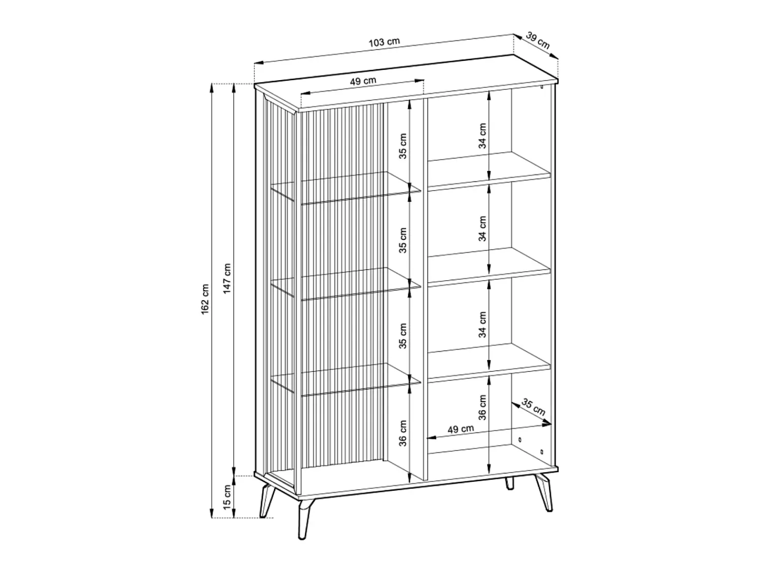 Outlet Vitrine, Caxemira / Noz de Vármia, 103 x 162 x 39 cm Bege