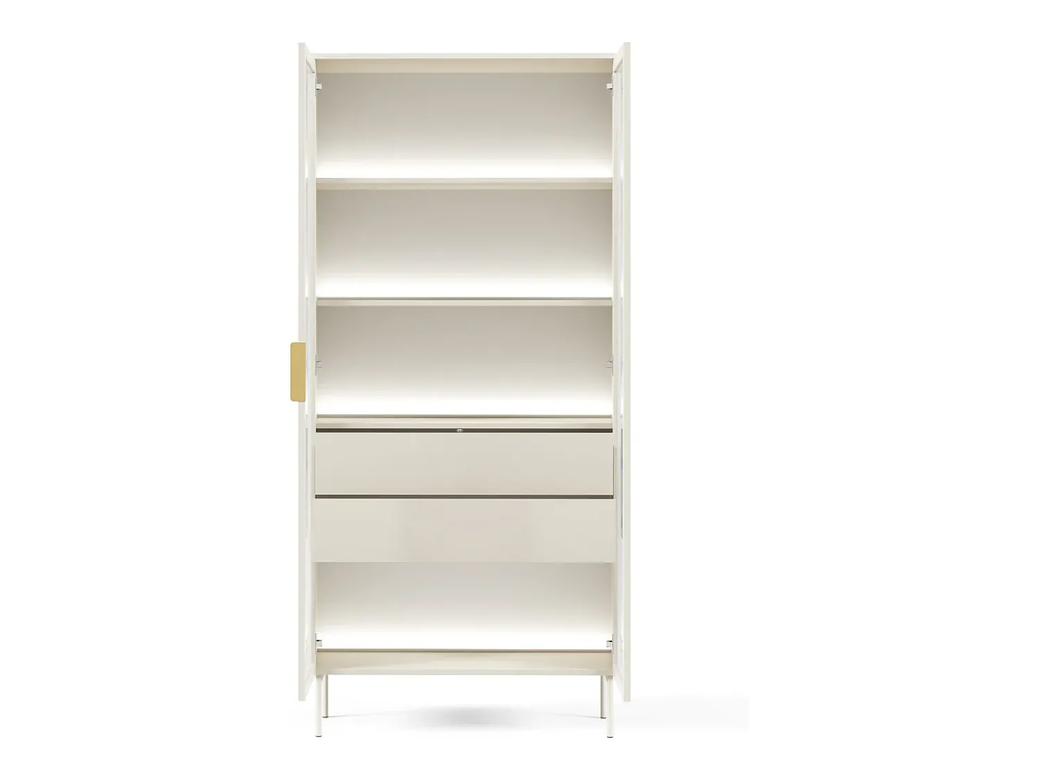Vitrina* Vitrine, caxemira, 91,5 x 194,6 x 39,3 cm Bege