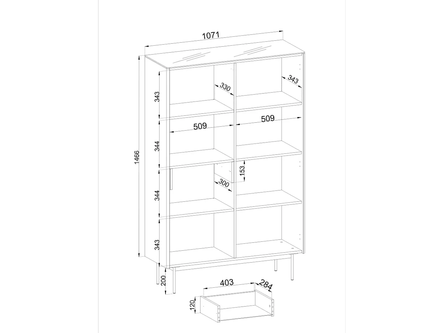 Vitrina| Vitrine, Caxemira, 107 x 163 x 39 cm Bege