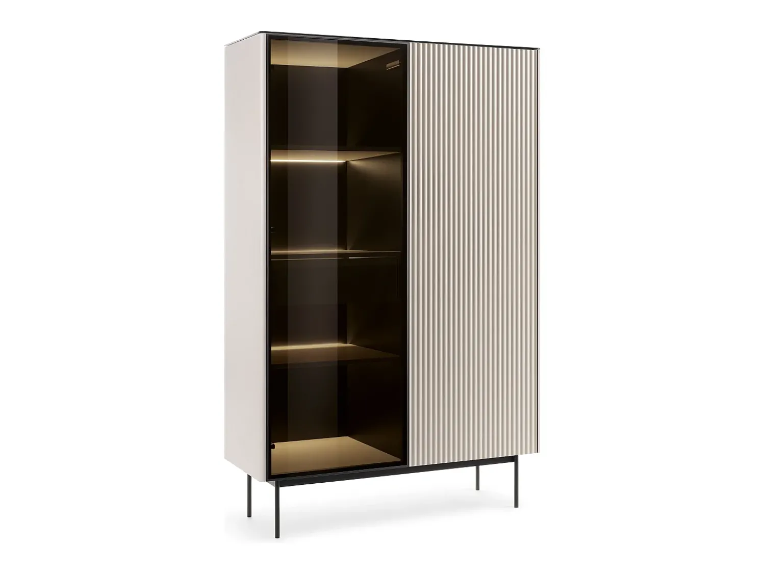 Vitrina| Vitrine, Caxemira, 107 x 163 x 39 cm Bege