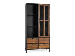 Vitrina*Giner y colomer Vitrine com 4 janelas e porta de vidro com estrutura metálica. Castanho