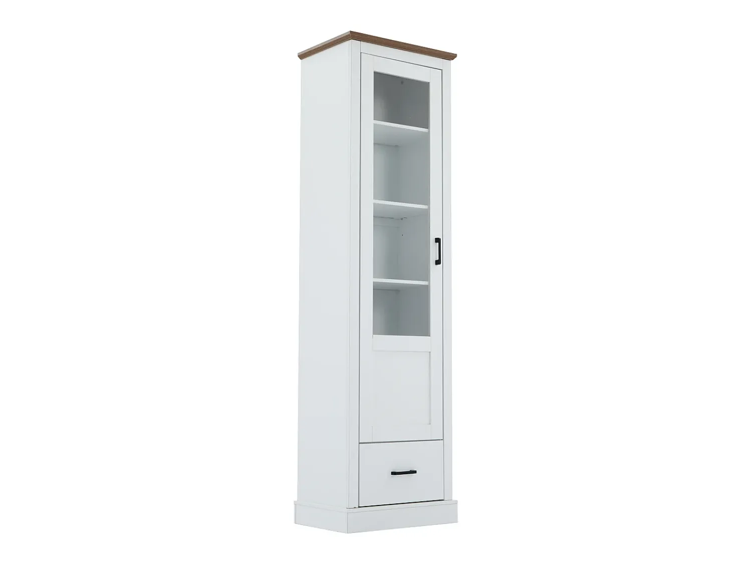 Merax Vitrine com 1 porta de vidro e 1 gaveta - 50 x 35 x 178 cm - LEDs - Aglomerado e vidro -^ Vitrina