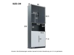 Vitrina*Merax Vitrine com 8 portas - 160 x 30 x 200 cm - LEDs - Aglomerado e vidro - Branco