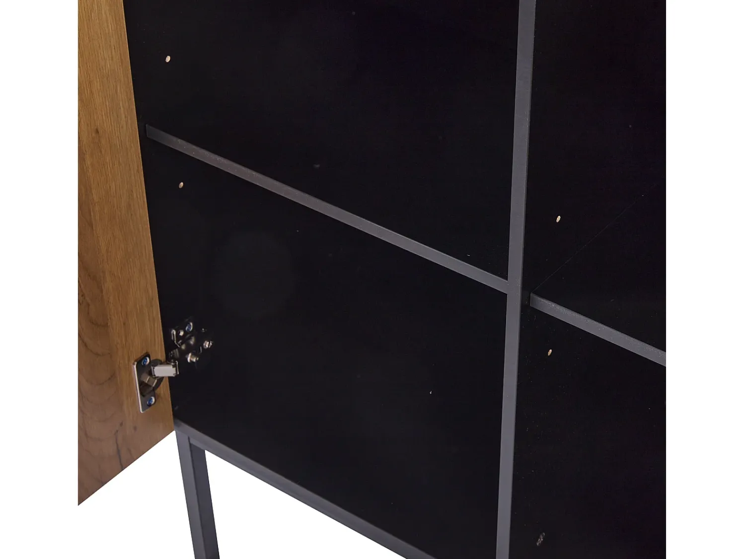 Clearance Hauss Spole Vitrine com 2 portas de vidro e 2 portas de madeira, corpo em e natural, LED incluído - 80x35x180cm Preto