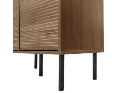 Vitrina*Hauss Spole Vitrine com 2 portas de vidro e 4 gavetas - Cor madeira escura Natural escuro