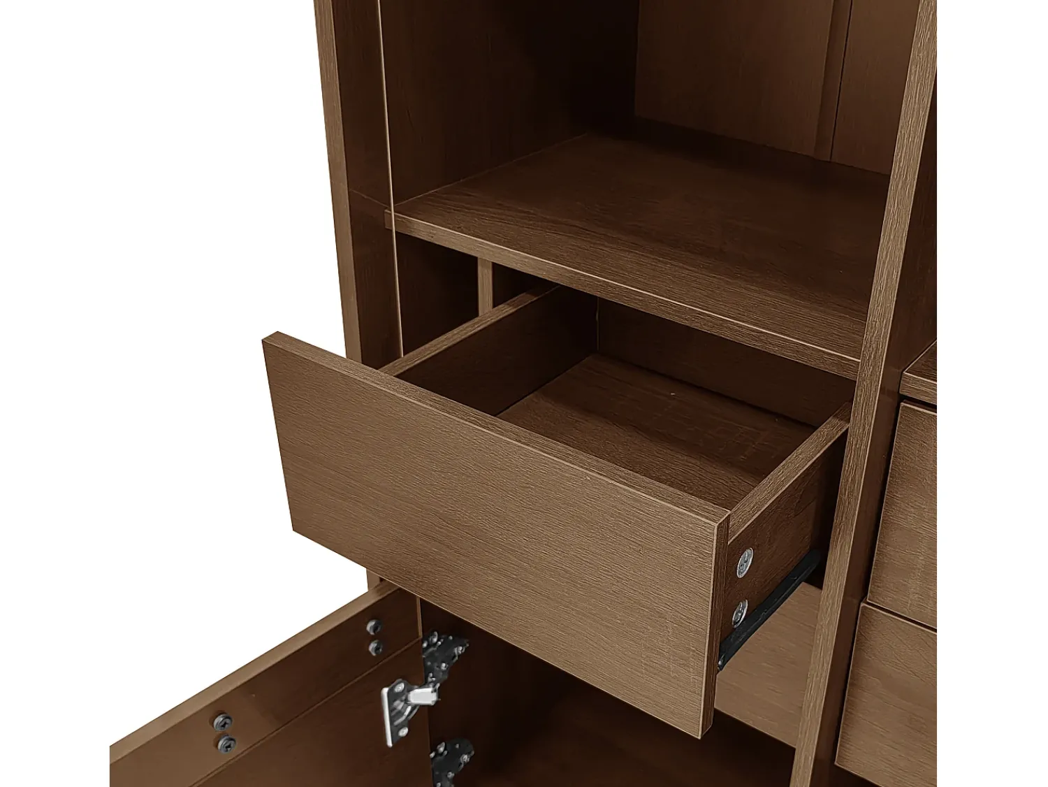 Vitrina*Hauss Spole Vitrine com 2 portas de vidro e 4 gavetas - Cor madeira escura Natural escuro