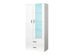 ModernLuxe Vitrine com 2 portas e 2 gavetas e LED - Altura 180cm -^ Vitrina