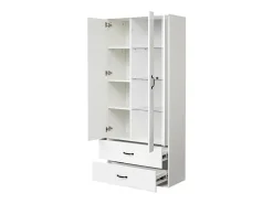 ModernLuxe Vitrine com 2 portas e 2 gavetas e LED - Altura 180cm -^ Vitrina