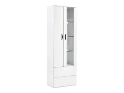ModernLuxe Vitrine com 2 portas e 2 gavetas e LED - Altura 180cm -^ Vitrina