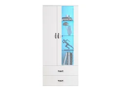 ModernLuxe Vitrine com 2 portas e 2 gavetas e LED - Altura 180cm -^ Vitrina