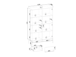 Vitrina| Vitrine com 2 portas e LED integrado e Carvalho 104x166 cm Preto