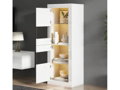 Hauss Spole Vitrine com 2 portas e prateleiras de vidro, corpo lacado , LED incluído - 61x42x162cm^ Vitrina