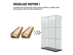 Vitrine com 4 prateleiras e portas duplas, vitrine para sala de estar^ Vitrina