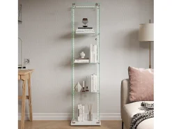 Vitrina| Vitrine com 5 prateleiras e portas duplas, vitrine para sala de estar Branco