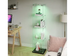 Vitrina* Vitrine com 5 prateleiras e portas duplas, vitrine para sala de estar Preto
