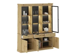 Vitrina|Vente-unique Vitrine com arrumação e LEDs - Natural e preto - MARSORIA Preto / Natural claro