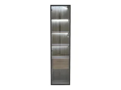 Vitrina|Hauss Spole Vitrine com faixa LED, porta de vidro e gaveta - Cor natural clara Natural claro