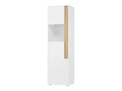 Vitrina*Hauss Spole Vitrine com iluminação LED e 2 portas - Ideal para sala de estar, escritório e cozinha - e natural - 50 x 40 x 179 cm Branco