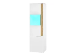 Vitrina*Hauss Spole Vitrine com iluminação LED e 2 portas - Ideal para sala de estar, escritório e cozinha - e natural - 50 x 40 x 179 cm Branco