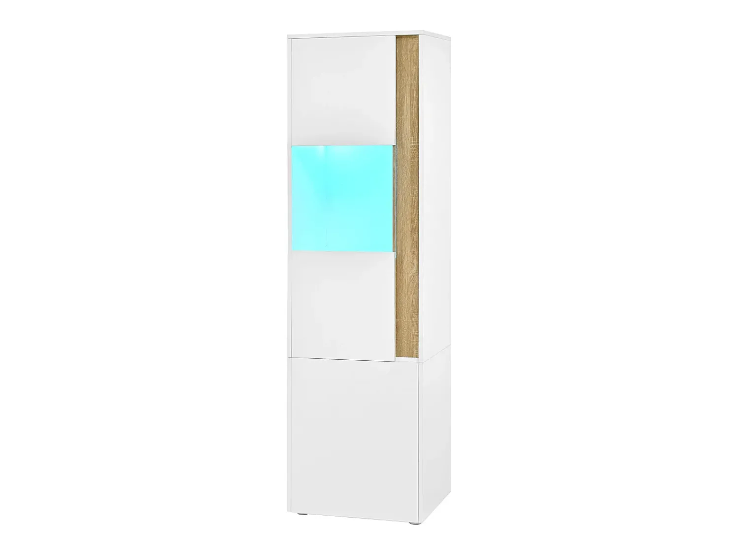 Vitrina*Hauss Spole Vitrine com iluminação LED e 2 portas - Ideal para sala de estar, escritório e cozinha - e natural - 50 x 40 x 179 cm Branco