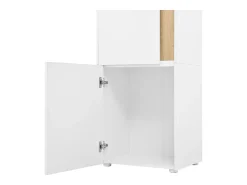 Vitrina*Hauss Spole Vitrine com iluminação LED e 2 portas - Ideal para sala de estar, escritório e cozinha - e natural - 50 x 40 x 179 cm Branco