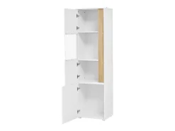 Vitrina*Hauss Spole Vitrine com iluminação LED e 2 portas - Ideal para sala de estar, escritório e cozinha - e natural - 50 x 40 x 179 cm Branco