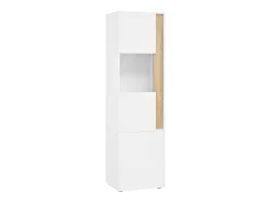 Vitrina*Hauss Spole Vitrine com iluminação LED e 2 portas - Ideal para sala de estar, escritório e cozinha - e natural - 50 x 40 x 179 cm Branco