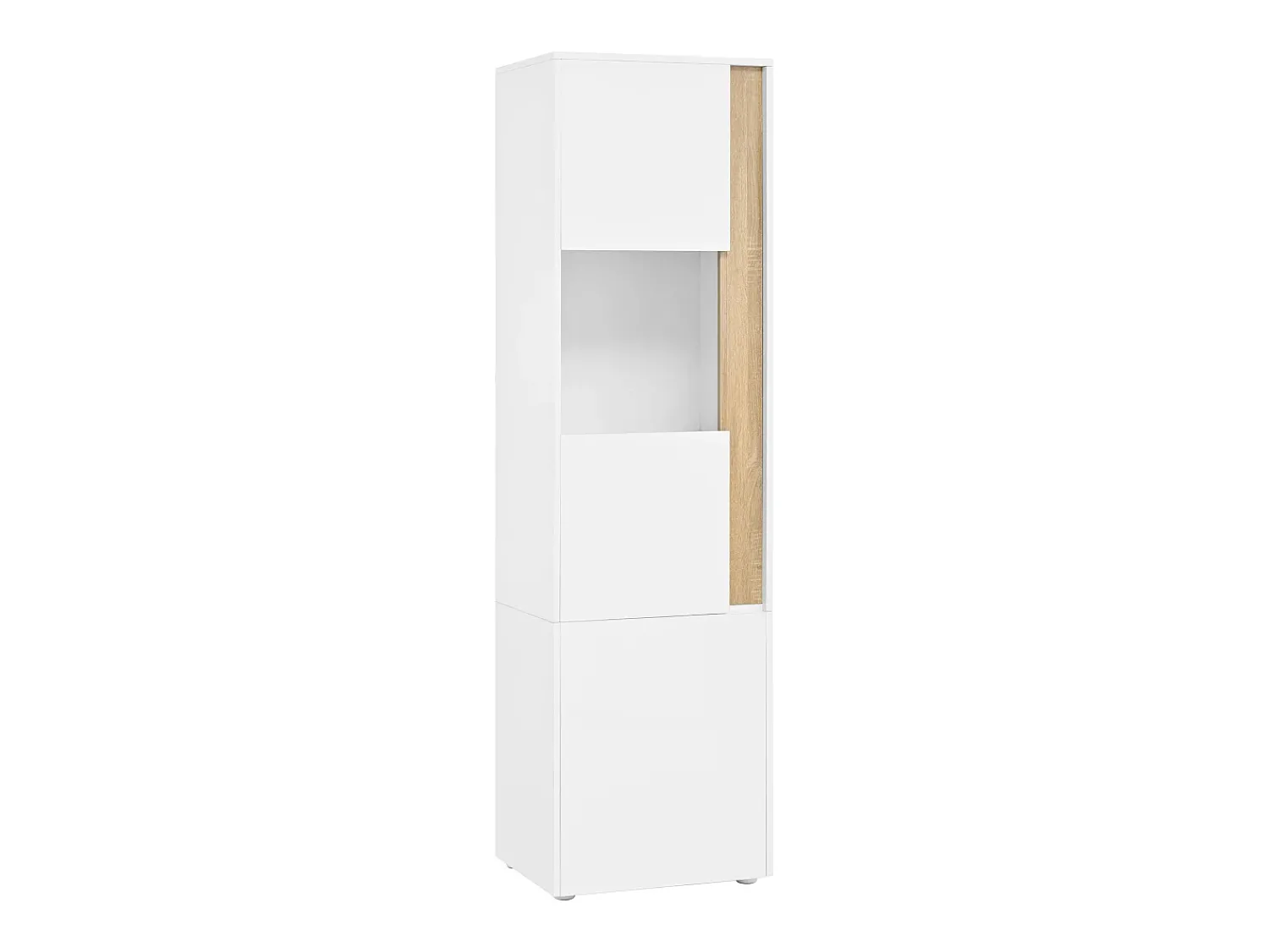 Vitrina*Hauss Spole Vitrine com iluminação LED e 2 portas - Ideal para sala de estar, escritório e cozinha - e natural - 50 x 40 x 179 cm Branco