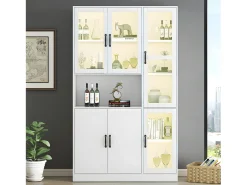 Sale ModernLuxe Vitrine com iluminação LED - prateleiras com 6 portas - A 200cm - Branco