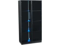 Vitrina|Hauss Spole Vitrine com iluminação LED e 2 portas de vidro - Prateleiras ajustáveis ​​​​- Preta Preto