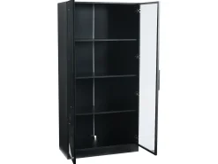 Vitrina|Hauss Spole Vitrine com iluminação LED e 2 portas de vidro - Prateleiras ajustáveis ​​​​- Preta Preto