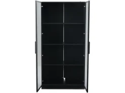 Vitrina|Hauss Spole Vitrine com iluminação LED e 2 portas de vidro - Prateleiras ajustáveis ​​​​- Preta Preto