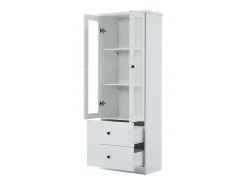 Vitrina*Hauss Spole Vitrine com iluminação LED de 16 cores, 2 gavetas e 2 portas de vidro - Branco