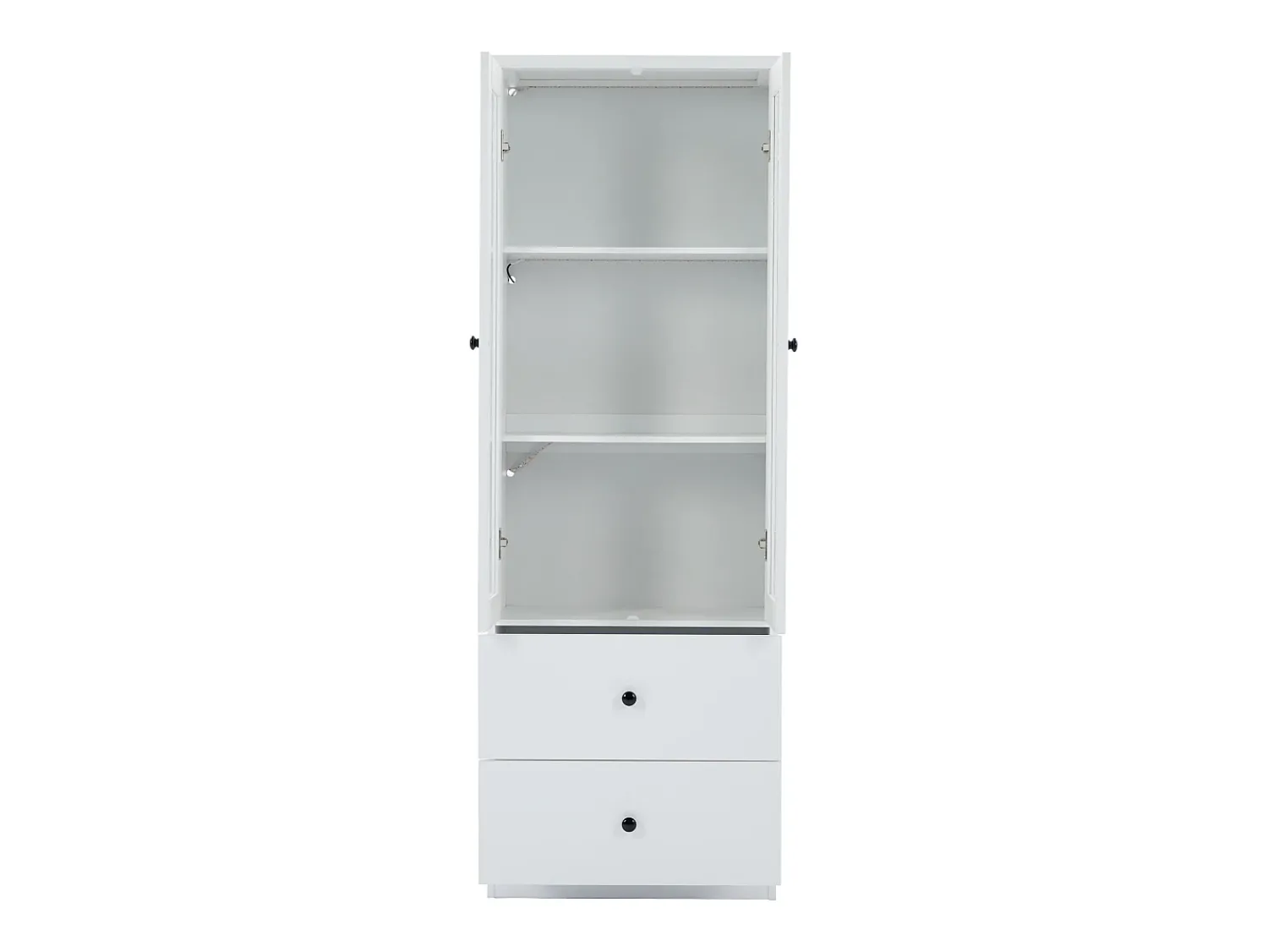 Vitrina*Hauss Spole Vitrine com iluminação LED de 16 cores, 2 gavetas e 2 portas de vidro - Branco