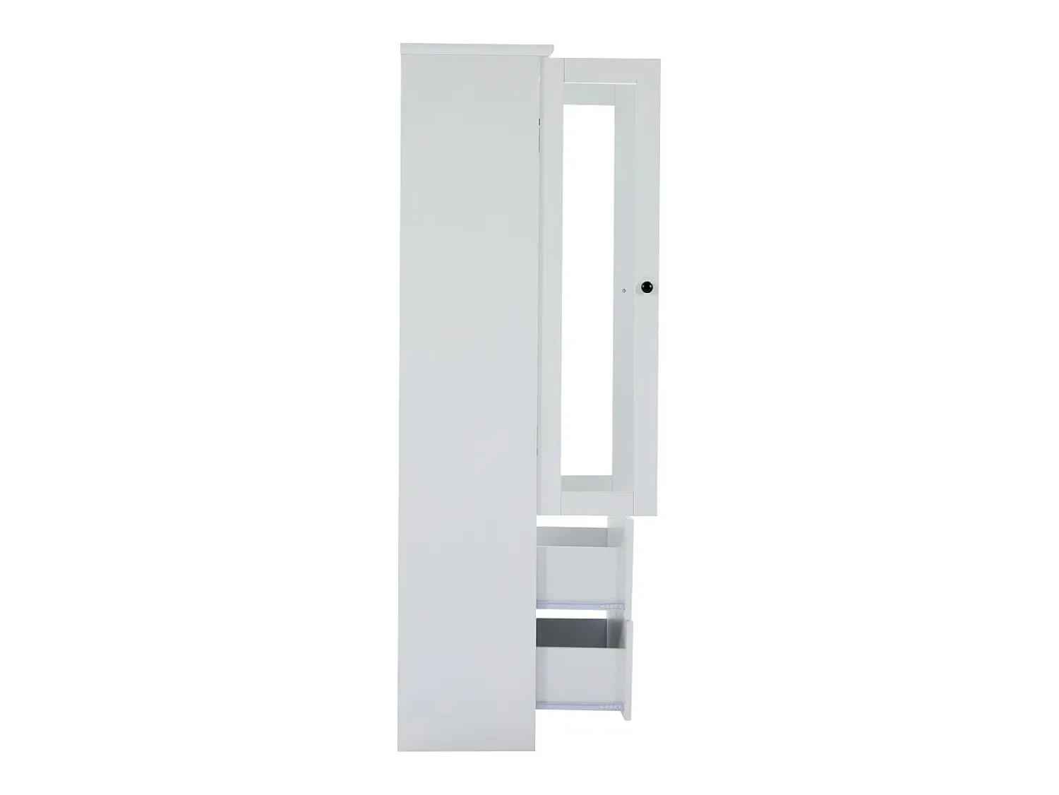 Vitrina*Hauss Spole Vitrine com iluminação LED de 16 cores, 2 gavetas e 2 portas de vidro - Branco