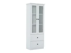 Vitrina*Hauss Spole Vitrine com iluminação LED de 16 cores, 2 gavetas e 2 portas de vidro - Branco