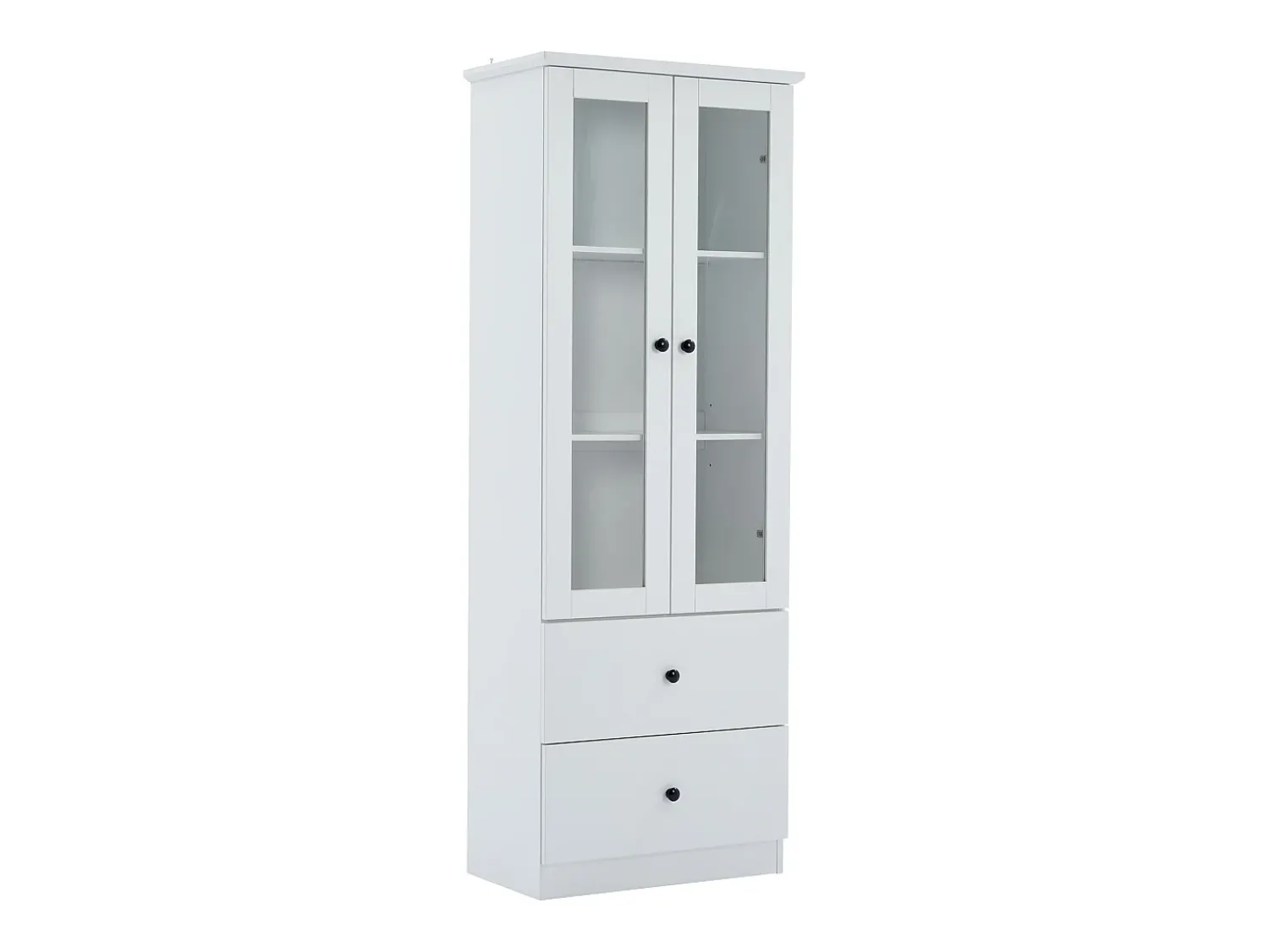Vitrina*Hauss Spole Vitrine com iluminação LED de 16 cores, 2 gavetas e 2 portas de vidro - Branco