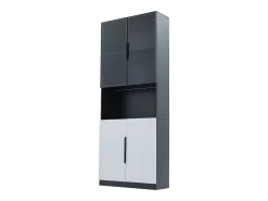 Hauss Spole Vitrine com iluminação LED, 2 portas de vidro e 2 portas de madeira - e preto^ Vitrina