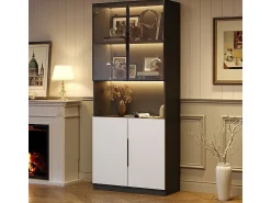 DripeX Vitrine com LED - 4 Portas + 1 Nicho - Anti-Queda - Cor e Brilho Ajustável 80x30x200cm^ Vitrina