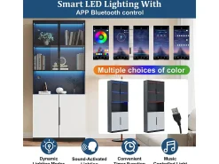 DripeX Vitrine com LED - 4 Portas + 1 Nicho - Anti-Queda - Cor e Brilho Ajustável 80x30x200cm^ Vitrina